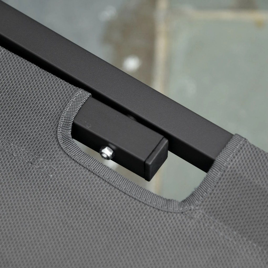 Outsunny Leżak Plażowy 5-Poziomowy Aluminiowy Ogrodowy Szary Czarny 163x585x89cm | Aosom PL