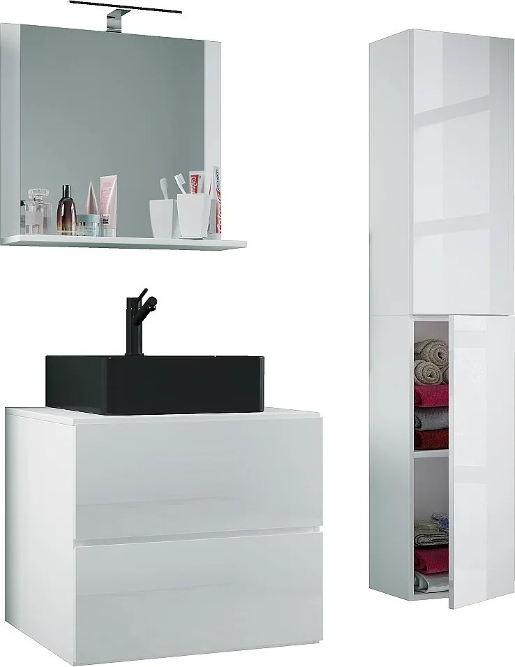 Umywalka 4-częściowa meble łazienkowe Lendas 60 cm L