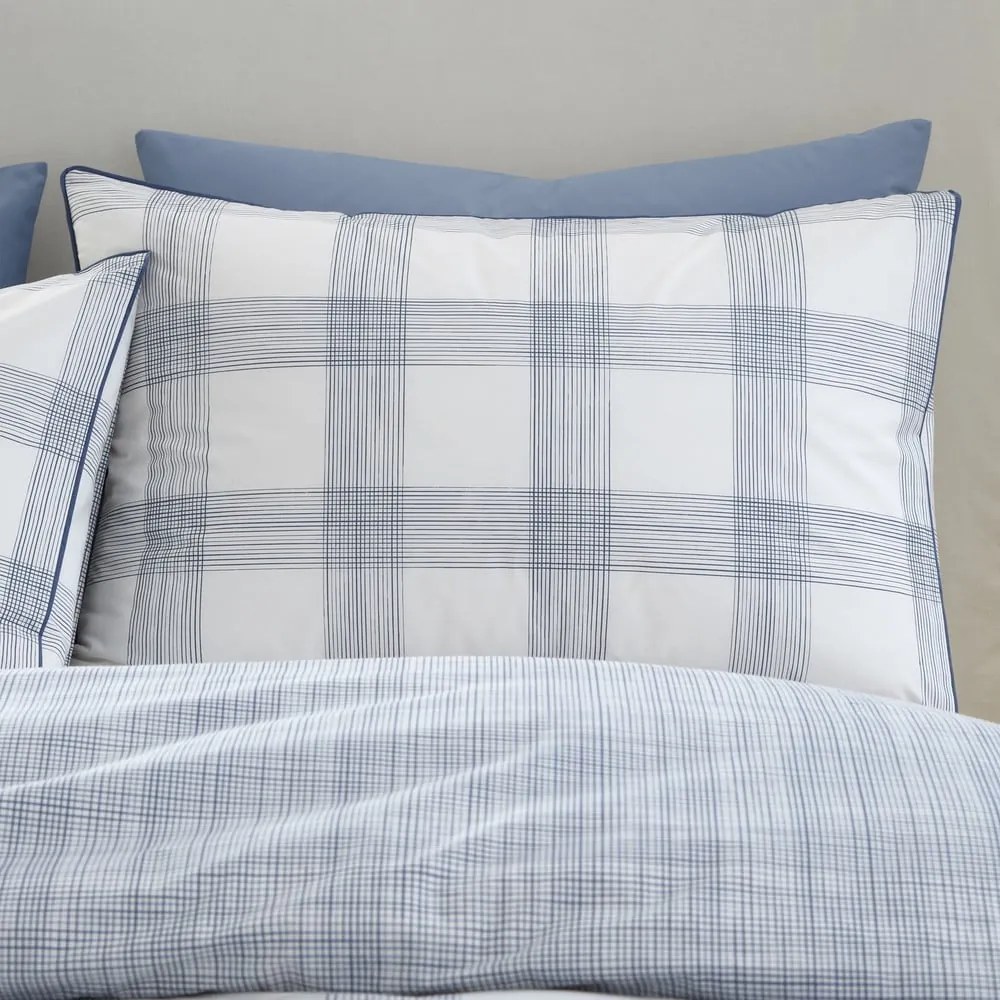 Biało-niebieska bawełniana pościel dwuosobowa 260x220 cm Marlow Check – Bianca