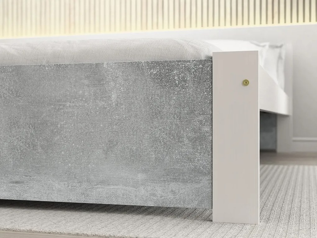 Łóżko IKAROS 90 x 200 cm, beton/biały Stelaż: Bez stelaża, Materac: Materac Sommera 18 cm