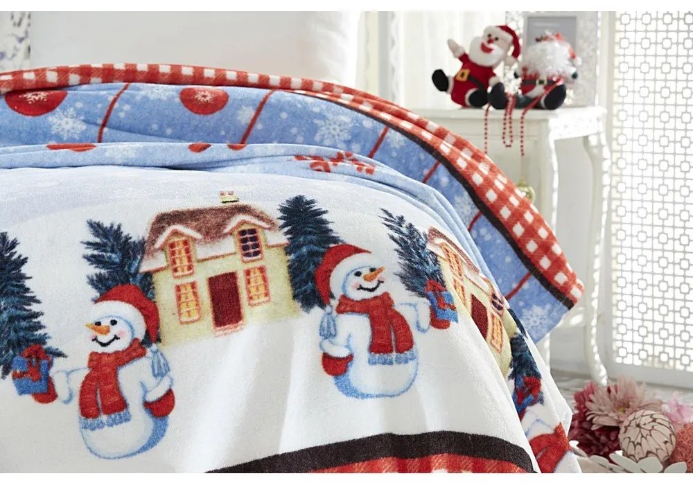 Koc ze świątecznym motywem z mieszanki bawełny 150x200 cm – Mila Home