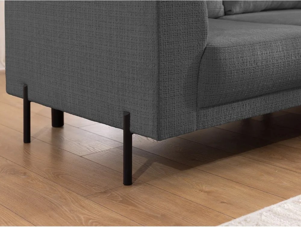 Ciemnoszary narożnik z tkaniny szenilowej (prawostronny/w kształcie litery L) Mauris – Ropez