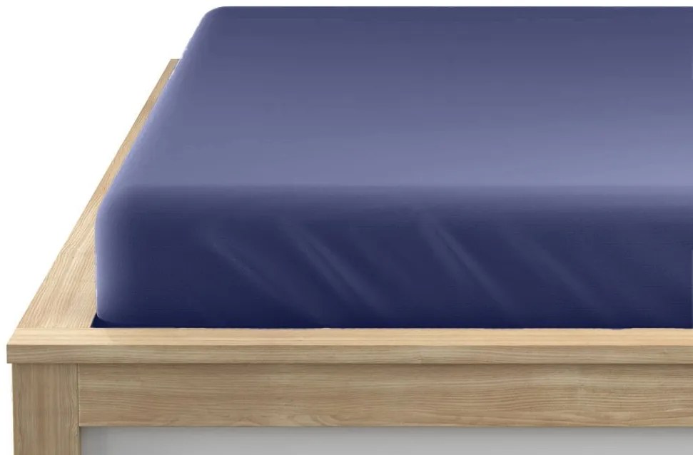 PrzytulneMieszkanie.pl Prześcieradło z jerseyu granatowe 90 x 200 cm