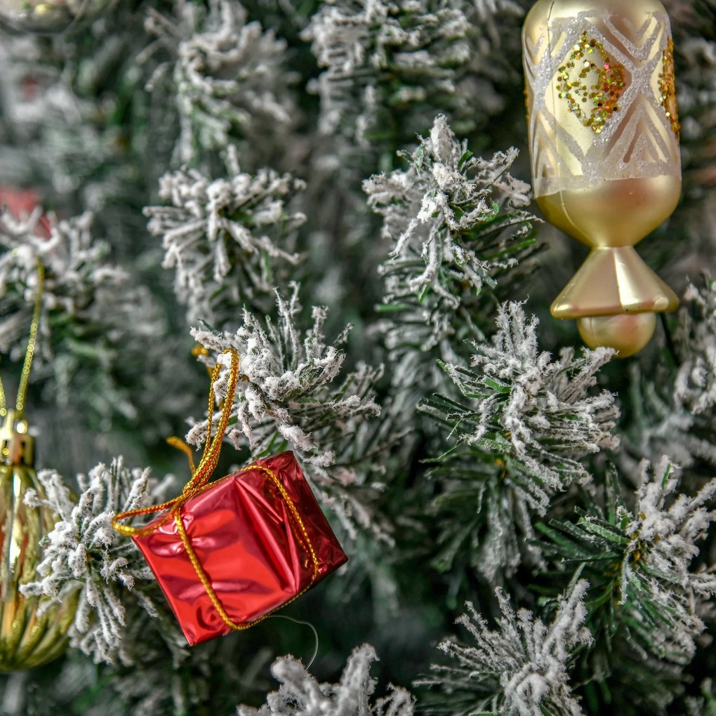 HOMCOM Sztuczna Choinka 180 cm Księżyca Sosna z Pokrywą Śniegu, 492 Gałązki do Wnętrz | Aosom PL