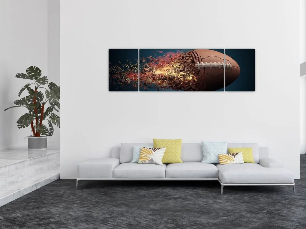 Obraz - Piłka do rugby w akcji (170x50 cm)