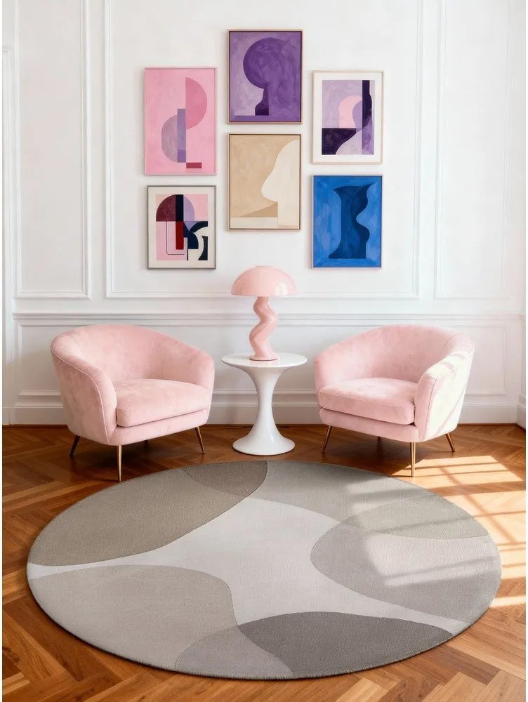 Beżowy wełniany okrągły dywan tkany ręcznie ø 200 cm Hackney Clarissa – Ted Baker