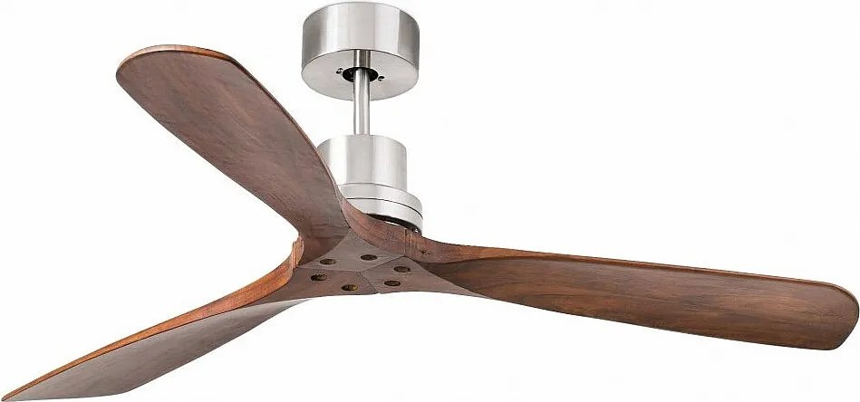 Faro Barcelona - Lantau L, wentylator sufitowy ze stali i drewna - cichy silnik prądu stałego, brak światła, pilot zdalnego sterowania, 6 prędkości