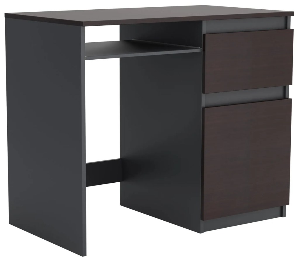 Biurko komputerowe młodzieżowe szkolne 90 cm REMI1 Antracyt/Wenge