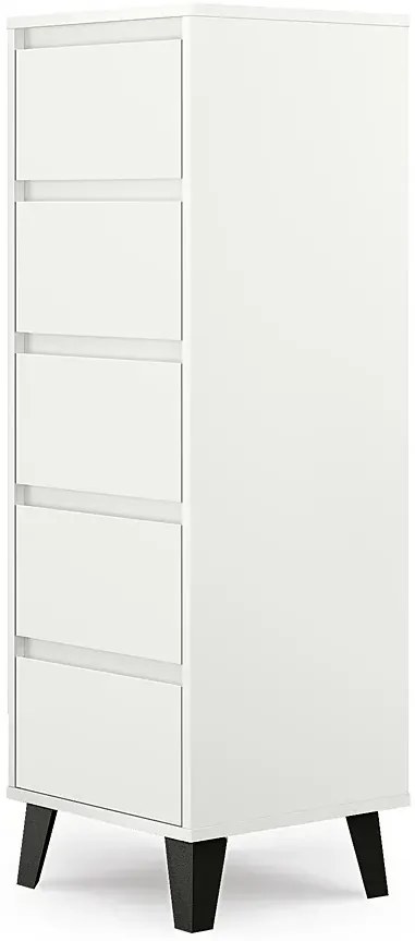 Wysoka biała komoda z 5 szufladami A8-S55