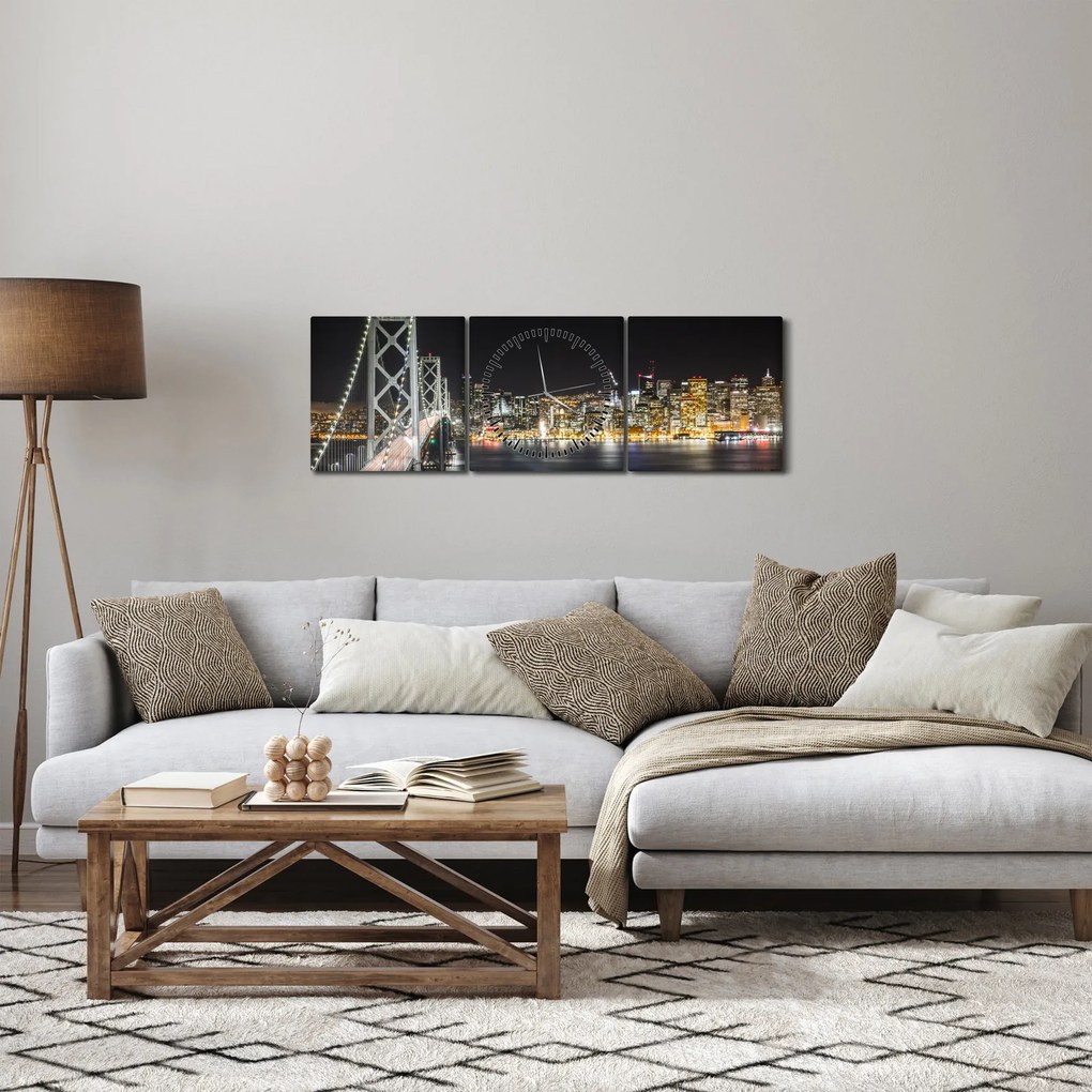 Obraz Brooklyn Bridges i Nowego Jorku (z zegarem) (90x30 cm)
