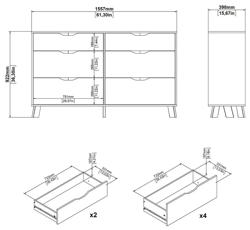 Biało-naturalna komoda w dekorze dębu 156x92x40 cm Ikast – Tvilum
