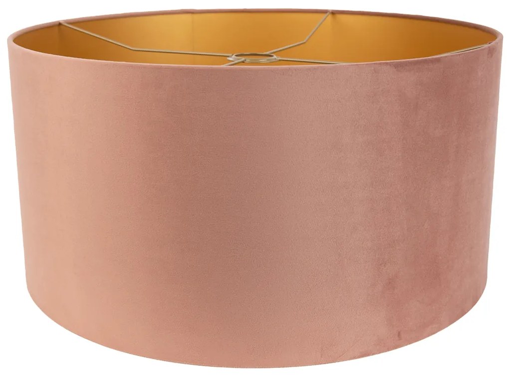 Aksamitny abażur Różowy 50/50/25 ze złotym wnętrzem klasyczny/Antyczny