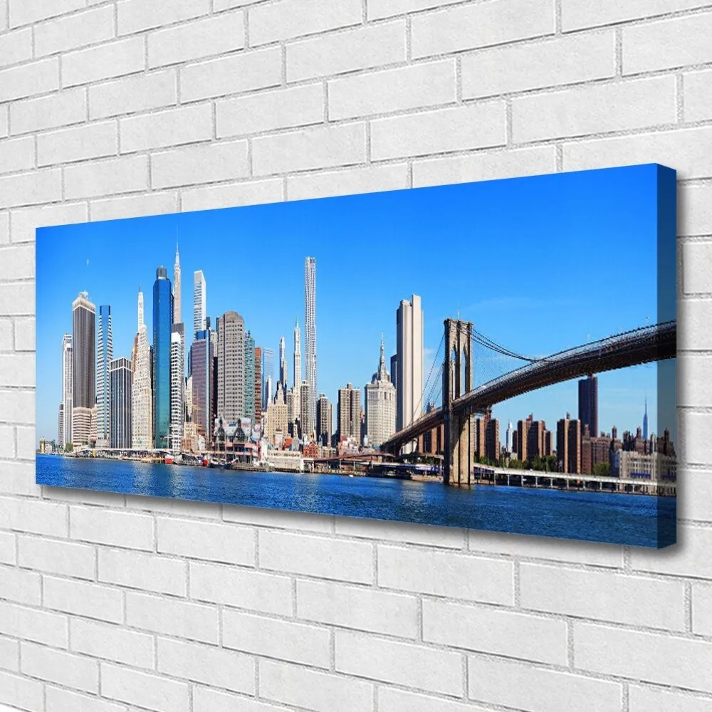 Zdjęcie na płótnie Sylwetka Mostu nad Rzeką