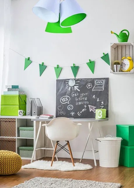 Biało-zielona potrójna lampa wisząca dziecięca K5-T70