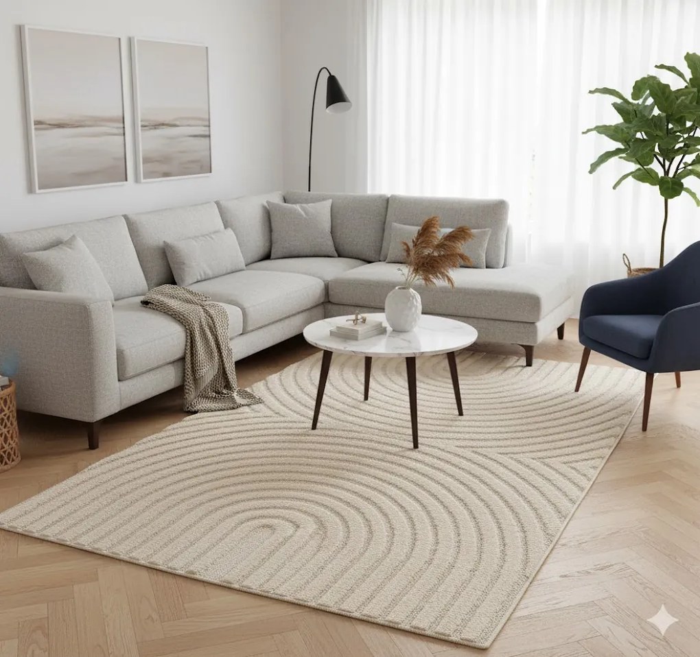 Dywan nowoczesny Art 3D Geometria kremowy 120 cm x 170 cm