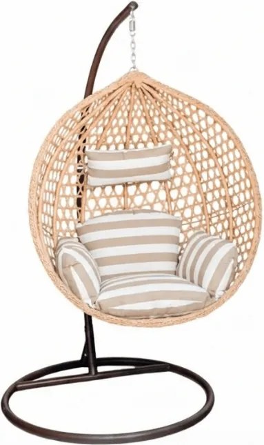 Jasnobrązowy fotel wiszący TROPIKAL ze stojakiem