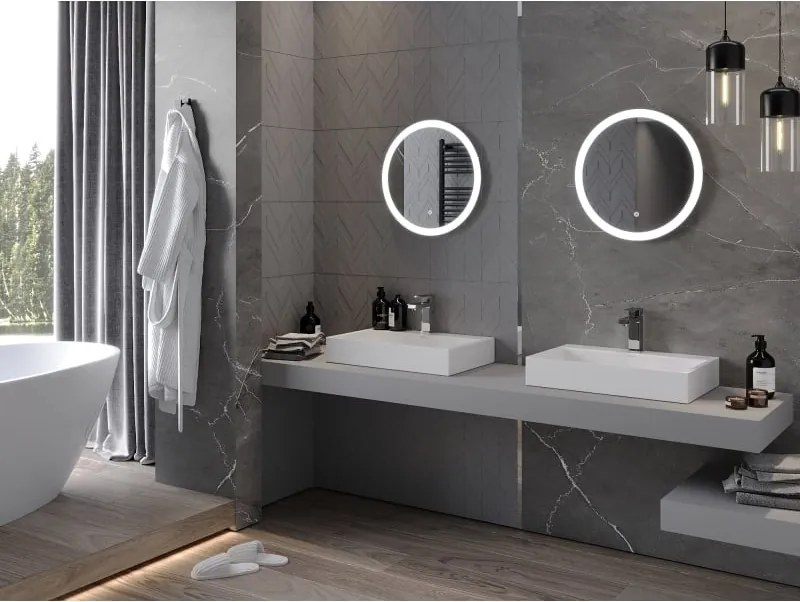 Mexen Oro lustro łazienkowe podświetlane, okragłe 50 cm, LED 6000K, antypara - 9824-050-050-611-00