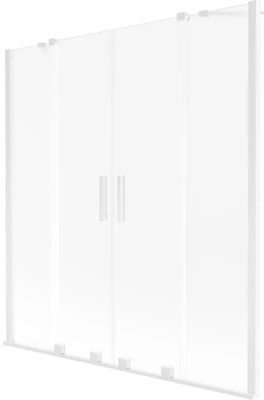 Mexen Velar Duo parawan nawannowy 2-skrzydłowy rozsuwany 150 x 150 cm, szron, biały - 896-150-000-32-20