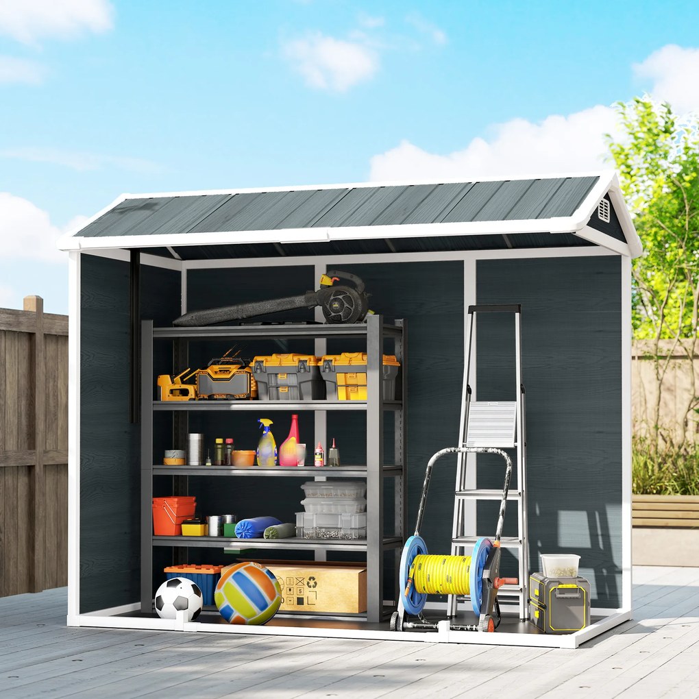 Outsunny Domek na narzędzia 2,77 m², styl drewniany, 2 okna, podwójne drzwi, wentylacja, podłoga, zamek, rękawice | Aosom PL