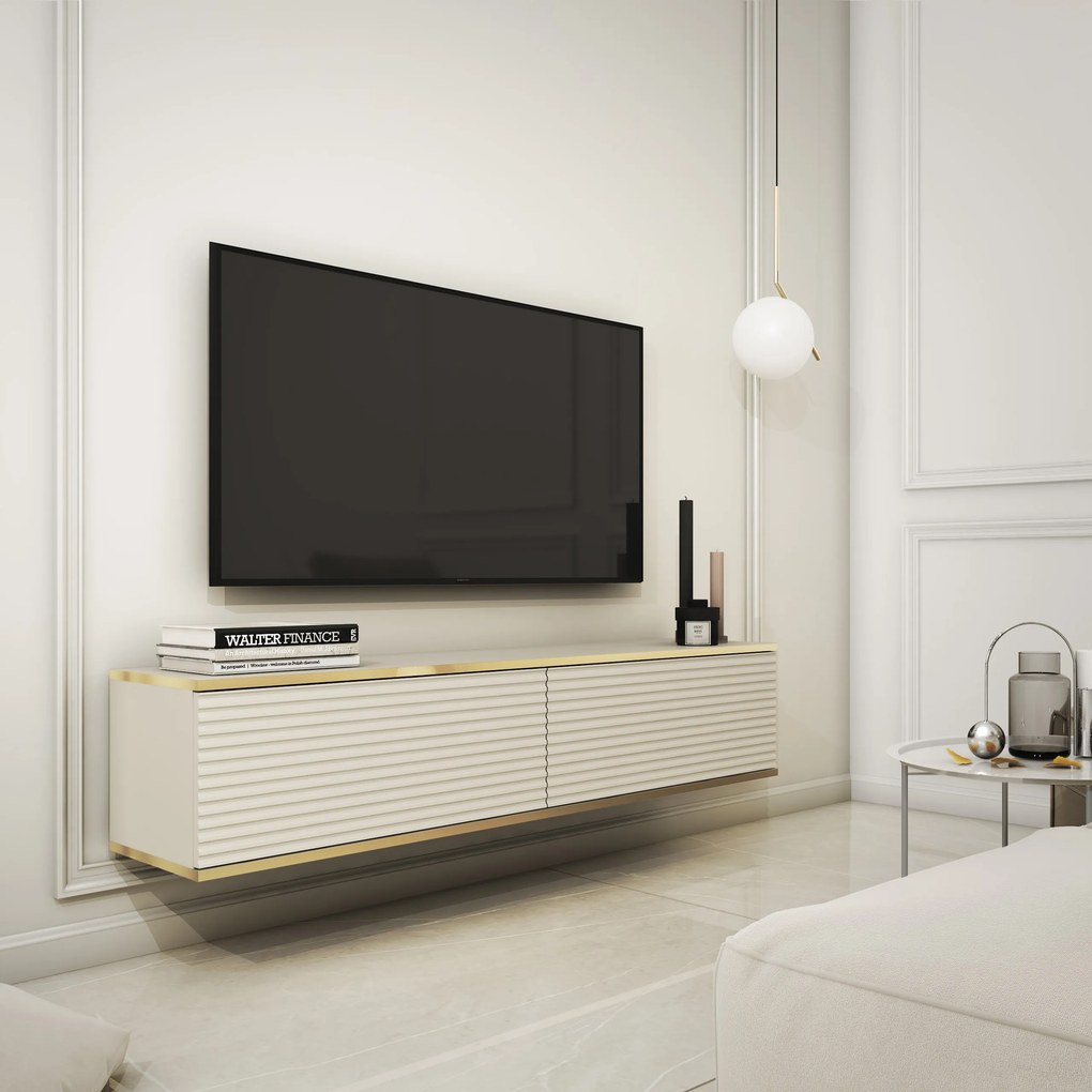 Szafka RTV wisząca VENEZIA 135 cm do Salonu pod Telewizor - Odcienie beżu