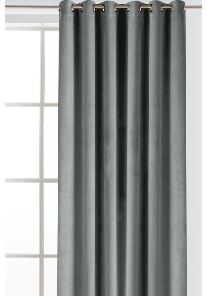 Szara aksamitna zasłona częściowo zaciemniająca (dimout) 140x270 cm Velto – Filumi