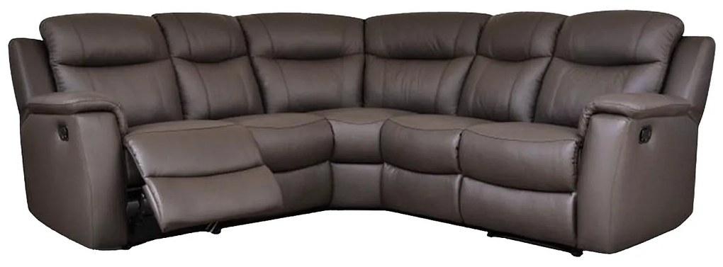 Skórzana kanapa narożna EVASION z funkcją relax - Brązowy