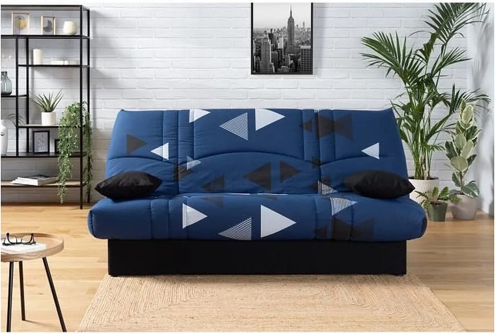 Kanapa Clic Clac 3-osobowa Tkanina Bikini Niebieska Styl Współczesny