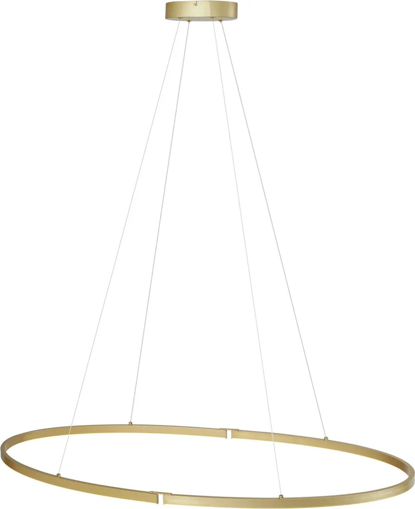 Designerska lampa wisząca mosiężna 120 cm z LED z 3-stopniowym ściemnianiem - Ovallo