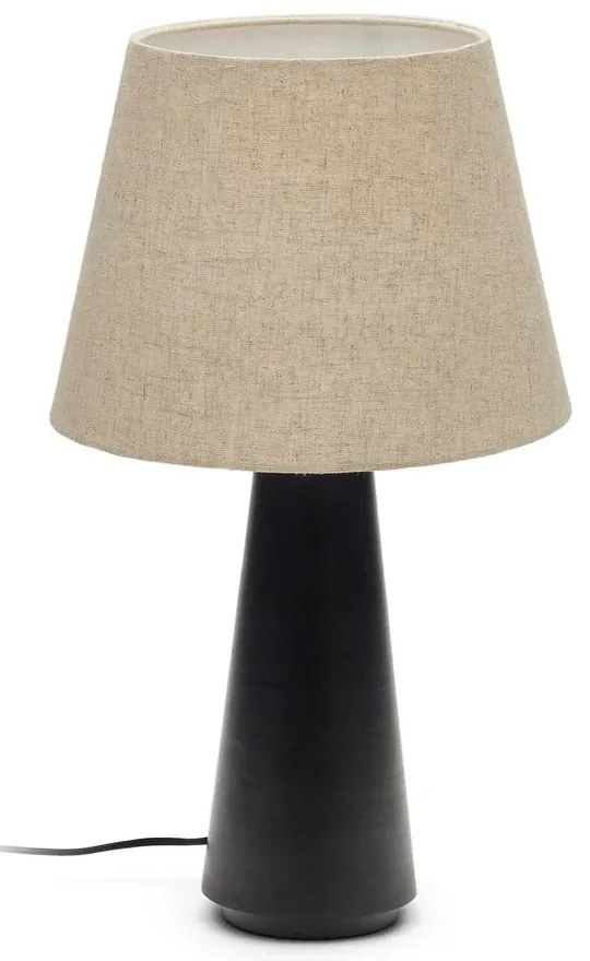 Czarno-beżowa lampa stołowa z tekstylnym kloszem (wys. 60 cm) Torrent – Kave Home