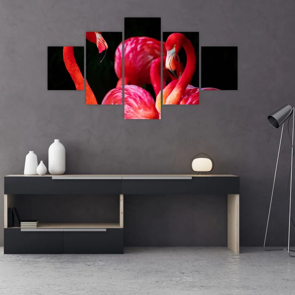 Obraz czerwonych flamingów (125x70 cm)