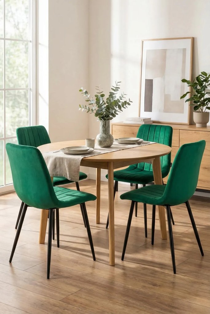 Zestaw ciemnozielonych krzeseł tapicerowanych 4 szt. F2-E75