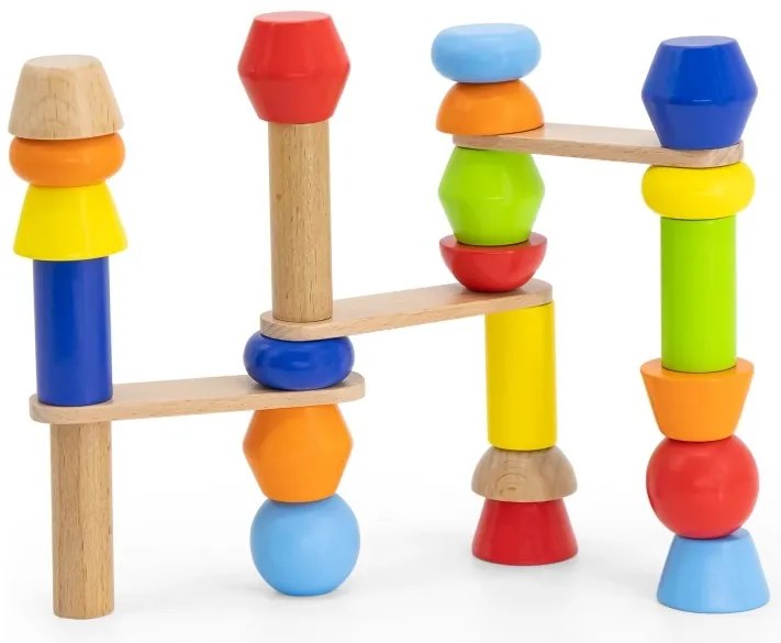 Viga drewniane klocki geometryczne układanka 52 el.
