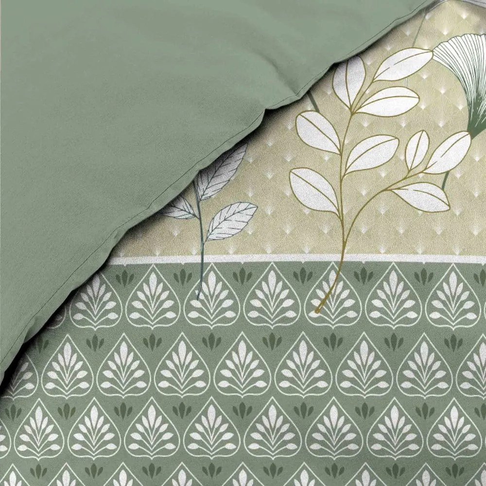 Biało-zielona bawełniana pościel dwuosobowa 240x220 cm Poetine – douceur d'intérieur