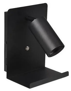 Kinkiet punktowy z półką i ładowarką USB 1xGU10/35W/230V czarny