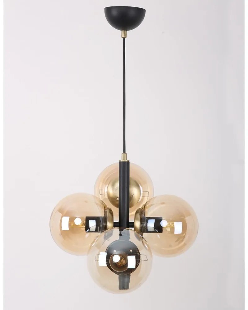 Czarna lampa wisząca ze szklanym kloszem ø 35 cm Forte – Squid Lighting