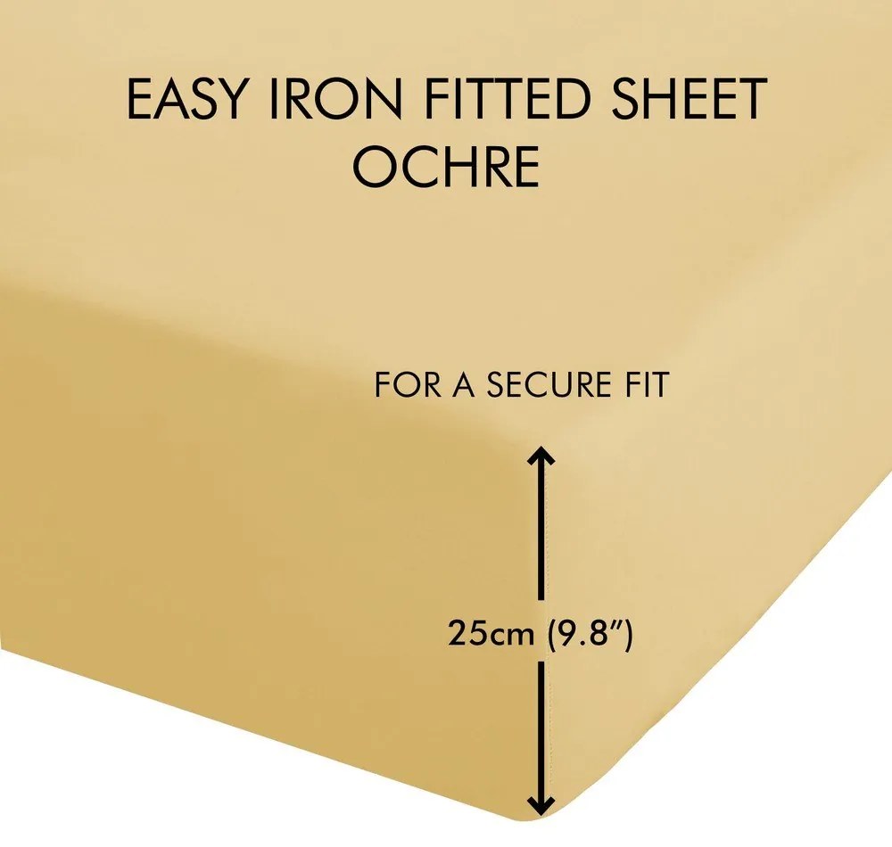 Żółte prześcieradło z perkalu z gumką 135x190 cm Easy Iron Percale – Catherine Lansfield