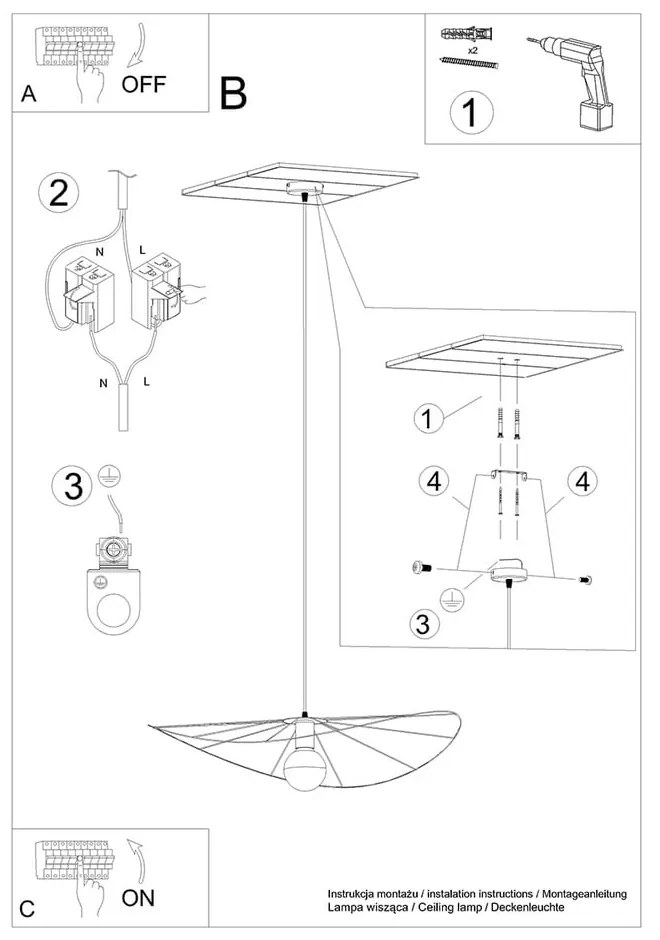 Czarna lampa wisząca ø 70 cm Elliot – Nice Lamps