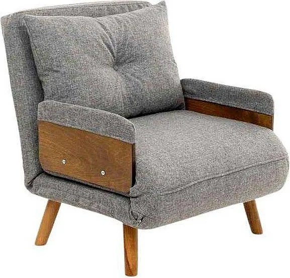 Nowoczesny fotel-łóżko 1-osobowy – 77 x 70 x 82 cm – Jasnoszary – Metal i poliester