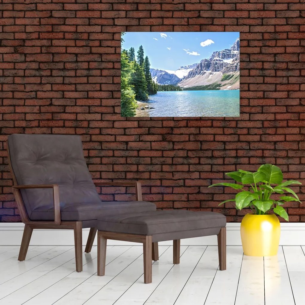 Obraz na szkle alpejskiego jeziora (70x50 cm)