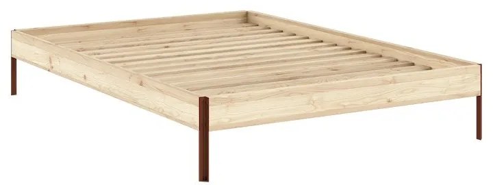 Łóżko dwuosobowe z litego drewna sosnowego bez zagłówka ze stelażem 160x200 cm w naturalnym kolorze Core – Karup Design