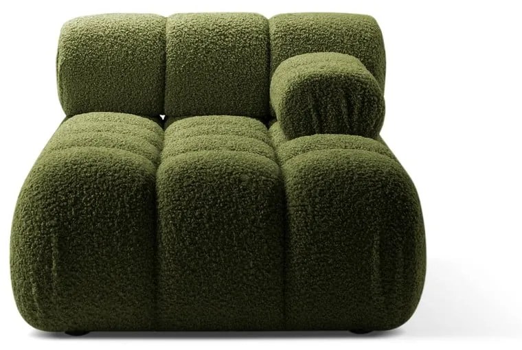 Zielony moduł sofy z materiału bouclé (prawostronny) Bellis – Micadoni Home