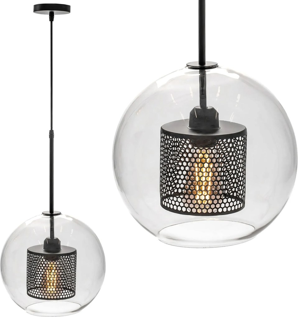 Lampa wisząca szklana loft APP557-1CP 20cm czarna