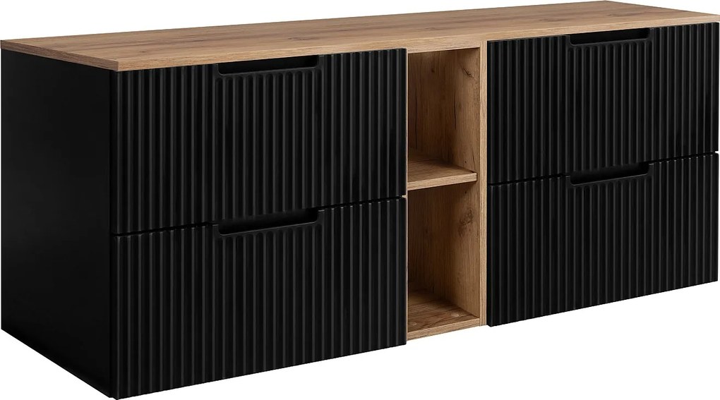 Szafka łazienkowa, czarny / dąb Craft, 180 (2 x 80 + 20) x 58,6 x 46 cm
