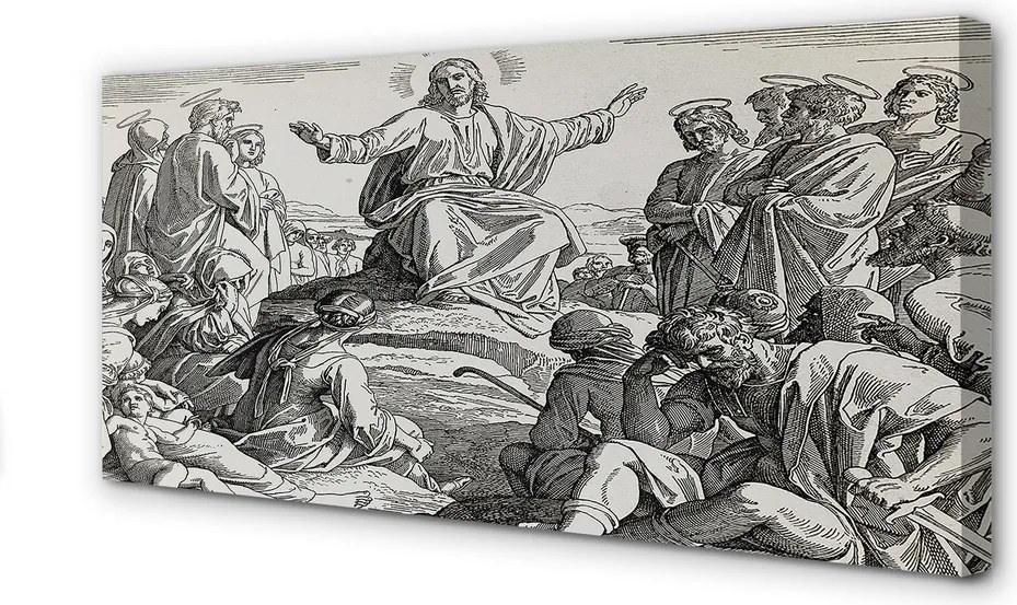 Zdjęcie na płótnie Rysunek Jezusa z Ludźmi