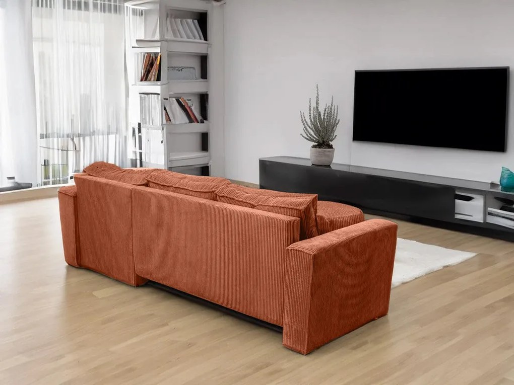 Rozkładana narożna sofa SMART COSARO terakotowa, dwustronna + 2 poduszki GRATIS