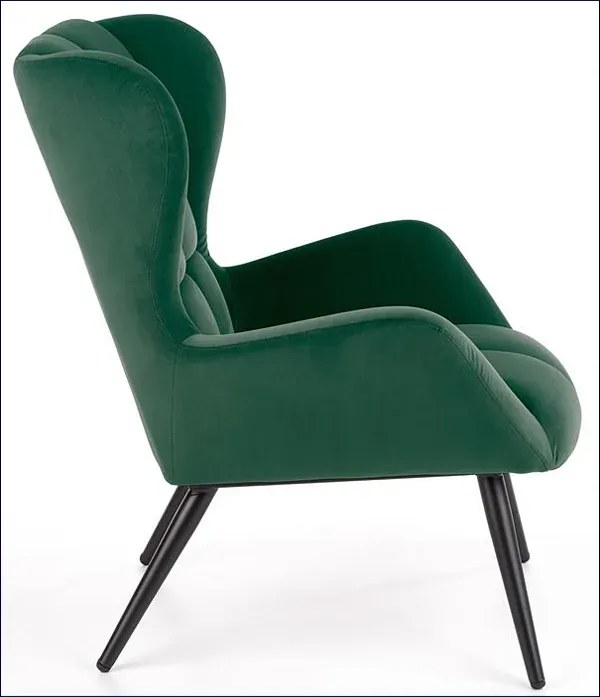 Zielony welurowy fotel uszak D6-F50