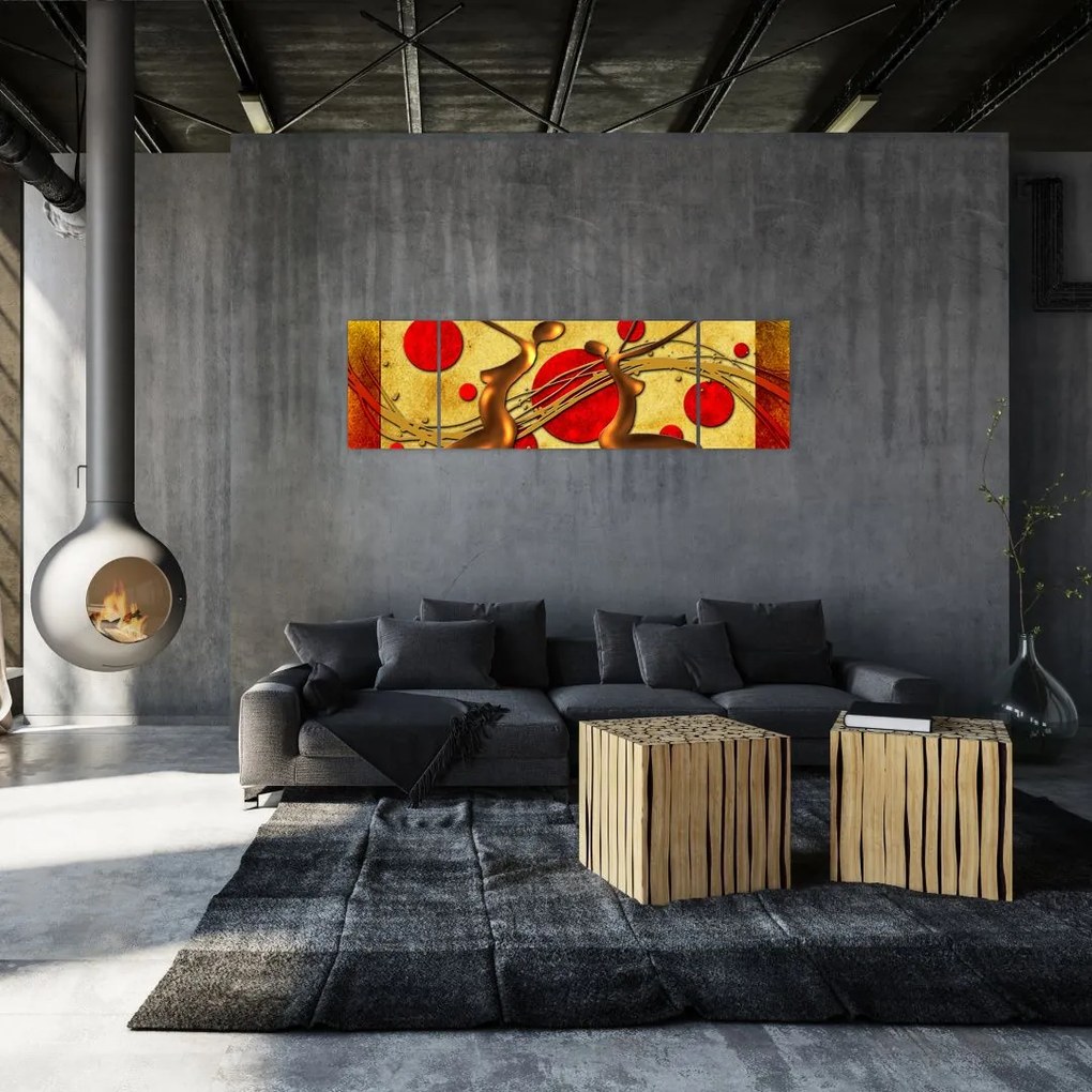 Abstrakcyjny obraz z dwiema kobietami (170x50 cm)