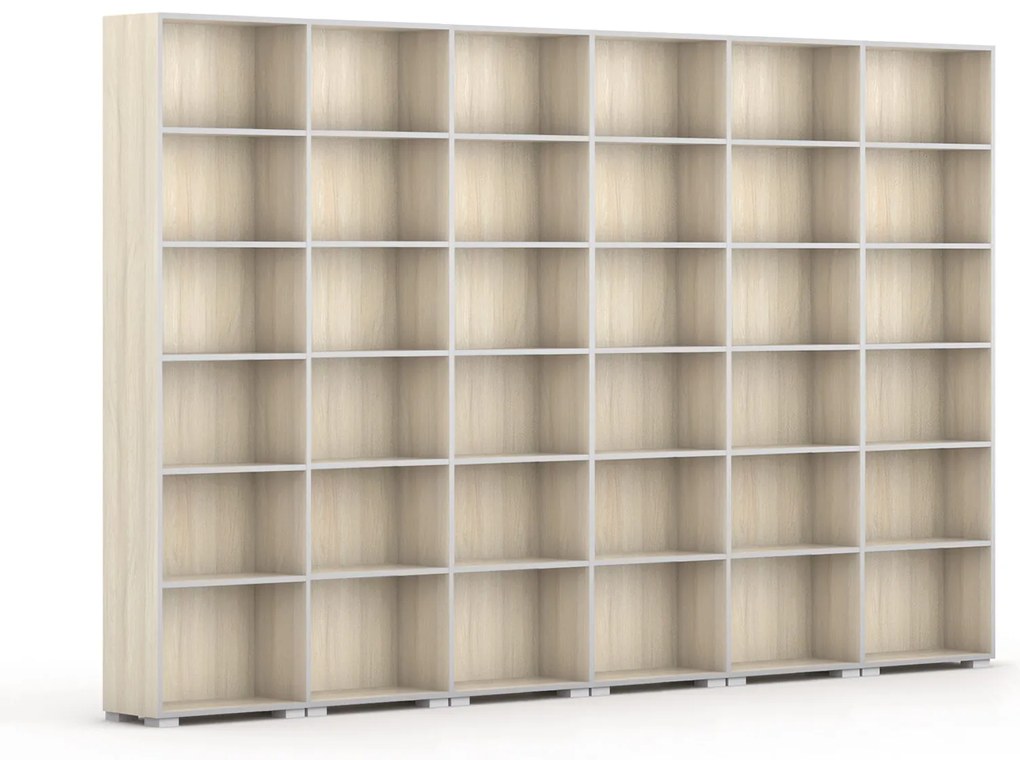Biblioteka SILVER LINE, 6 kolumn, 2230 x 3600 x 400 mm, dąb naturalny