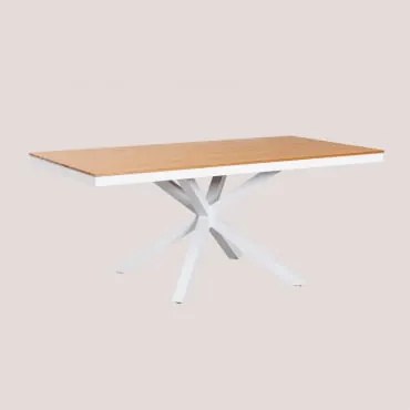 Prostokątny Stół Ogrodowy 180x100 Cm Z Aluminium I Drewna Archer Gardenia Biel - Sklum
