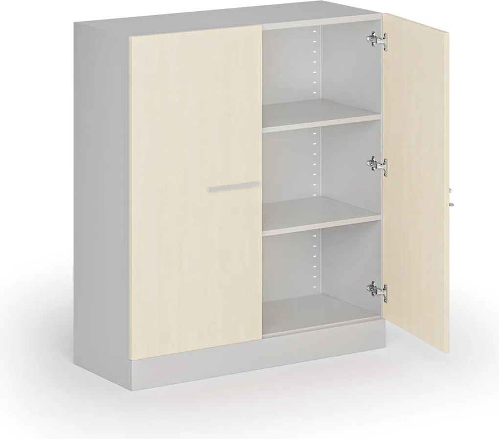 Metalowa szafa z drewnianymi drzwiami, demontowana, 1150 x 1000 x 400 mm, brzoza